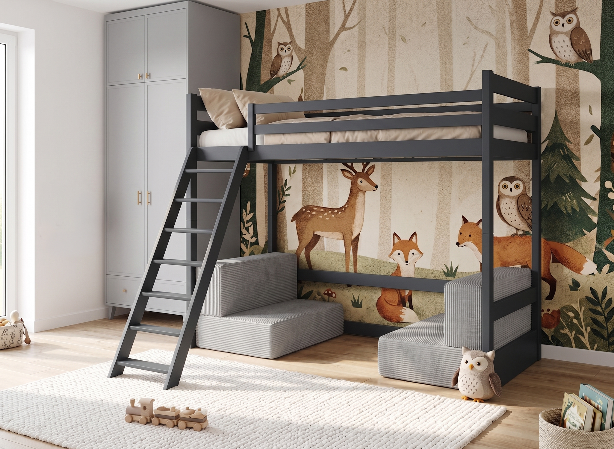 Lit mezzanine SOFENA avec canapé modulable – Lano Meble